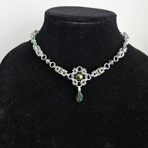 Byzantine Chainmaille Necklace with Swarovski Crystals